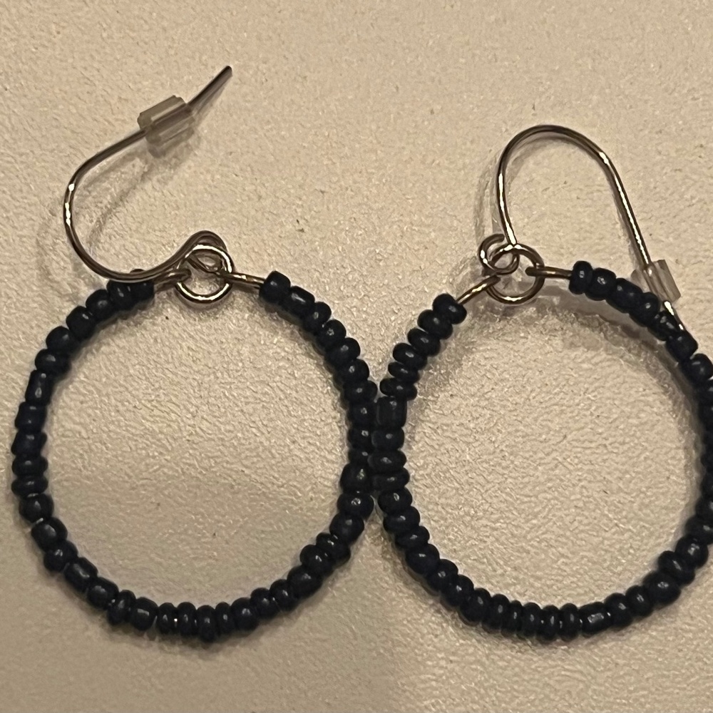 Navy blue beaded earrings